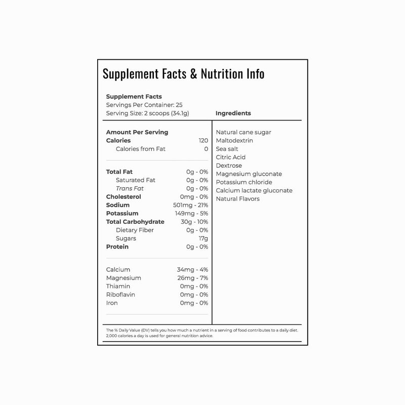 HC Conditioning Women’s Motorsports Blend nutritional information